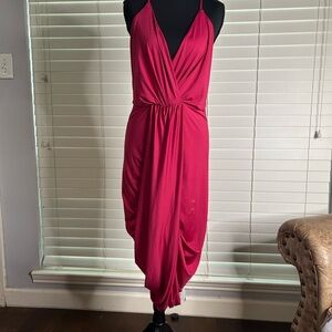 Elegant Pink Draped Women's Dress